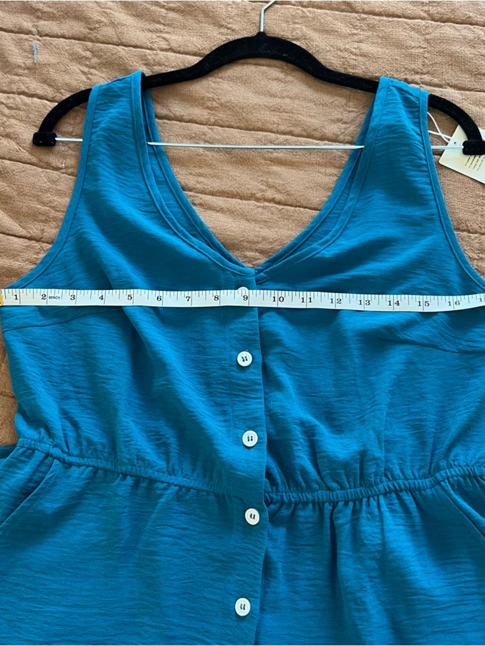 NWT Cupshe Teal Sleeveless V-Neck Button Romper with Tie Waist - Picture 9 of 12